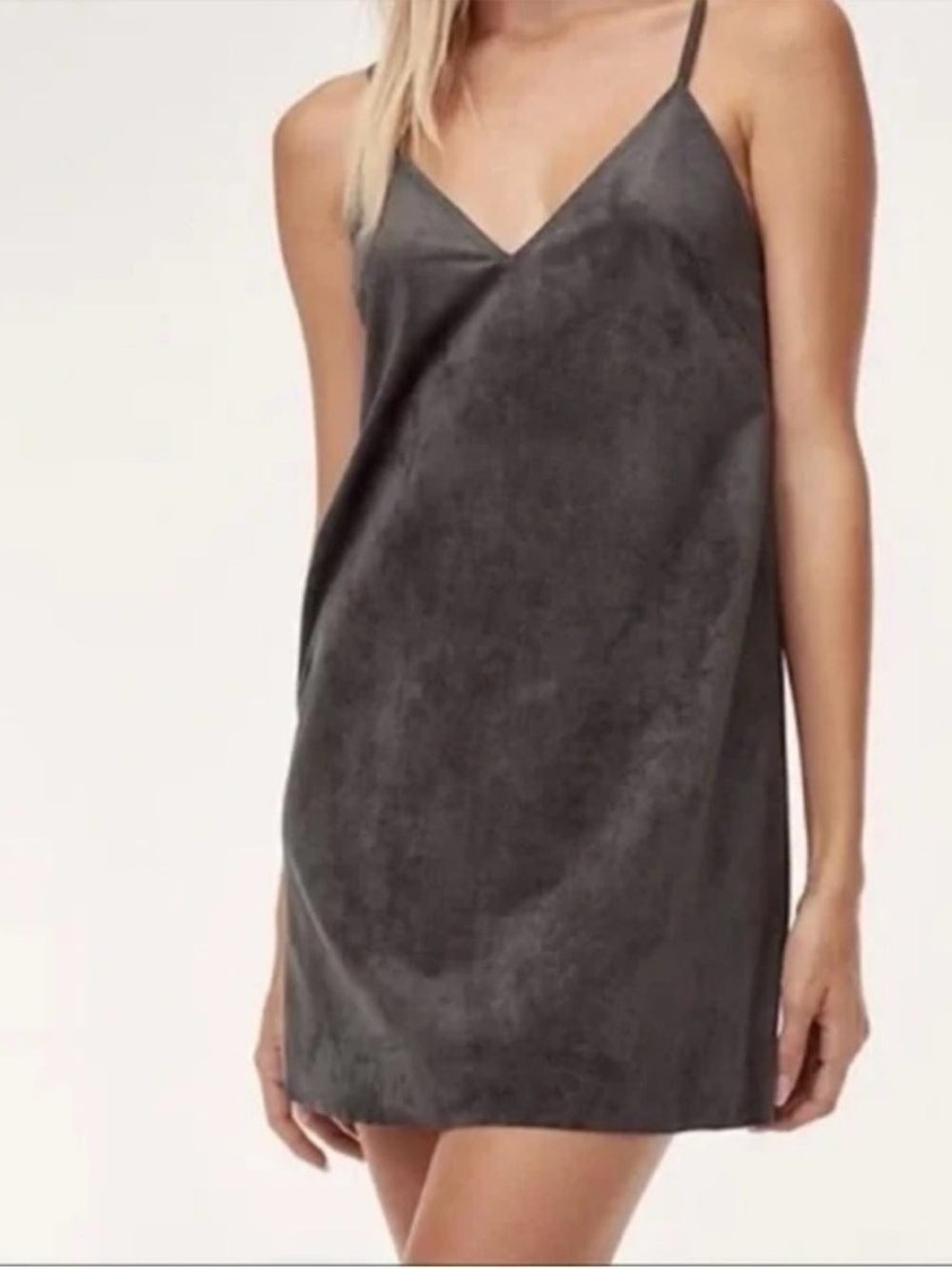 Wilfred Slip Dress - Dark Grey - Ultrasuede